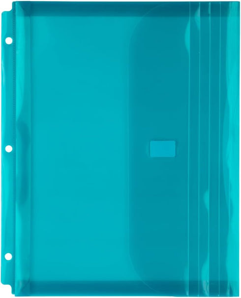 JAM PAPER Plastic 3 Hole Punch Binder Envelopes with Hook & Loop Closure - Letter Booklet - 9 1/2 x 11 1/2