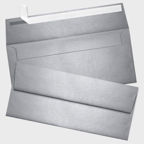 LUXPaper #9 Slimline Invitation Envelopes - Silver Metallic - 3 7/8" x 8 7/8" - 50 Qty, Peel & Press
