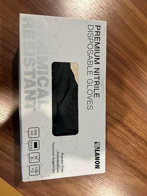 LANON 6 mil Black Nitrile Disposable Gloves, Heavy-Duty, Chemical Resistant, Latex-Free, XL