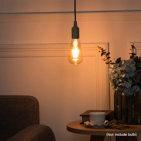 Zevnico 15 E26 E27 Bulb FT Hanging Light Socket with Cord, Black Extension Cord with ON Off Switch Plug, Light Socket