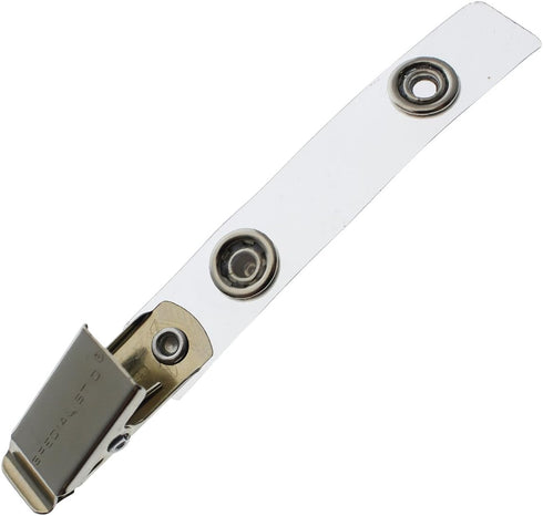 Bulk 25 Pack - Premium Clothing Friendly ID Badge Clips - Metal Alligator Swivel Card Clip & Clear Plastic Strap