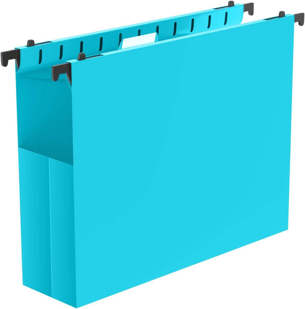 Extra Capacity Plastic Hanging File Folders, 12 Pack Heavy Duty 2 Inch Expansion, Letter Size Accordion Pocket