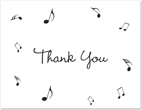 MyExpression.com 50 Pack Black Music Notes Thank You Cards