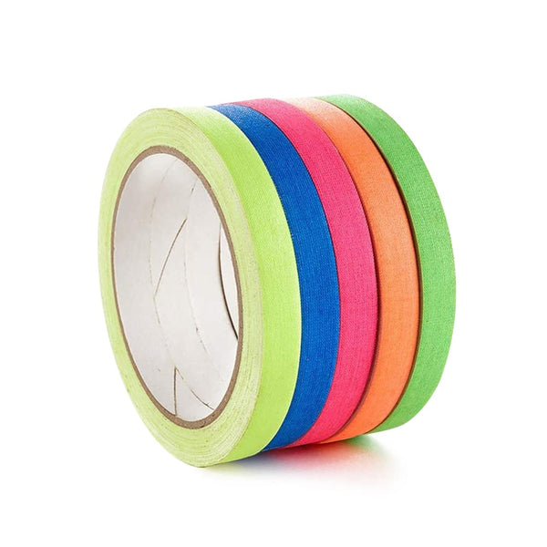 Spike Tape Set, 1/2" x 36' Neon Gaffer Tape, 5 Bright Colors for Stage Floor Marking