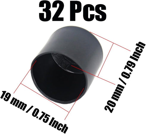 Wvapzwr 32Pcs 3/4 Inch (19mm) Round Rubber Chair Leg Tips Caps, Chair Table Leg Covers Floor Protectors, Chair Leg End