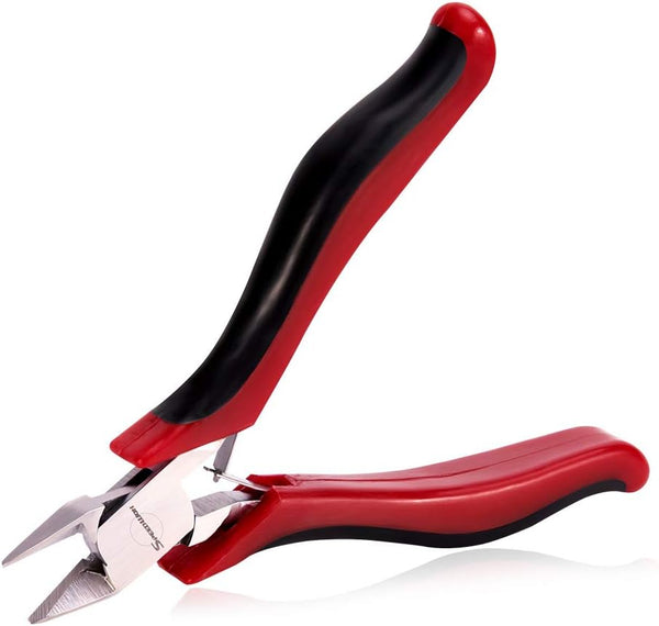 SPEEDWOX 4 Inches Diagonal Cutting Pliers, Precision Plastic Nippers with Spring Mini Side Cutting