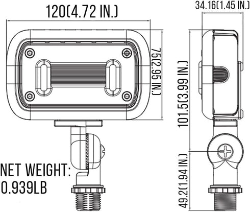 15W 1500 50W 5000K 120-277V, GKOLED LED Floodlight, Outdoor Security Fixture, Waterproof, Lumens, MH Equivalent