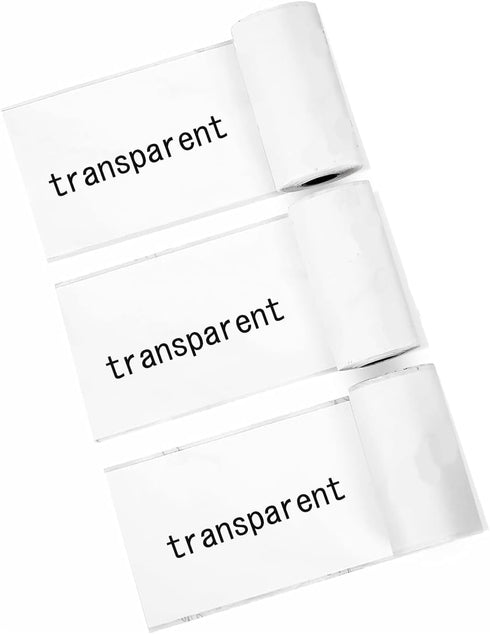 57mm 2.5mm, 3-Rolls Transparent Self-Adhesive Thermal Paper, Glossy Thermal Printer Paper for Mini Portable Printer, X