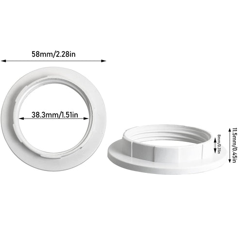 LUORNG 6PCS E27/E26, 58mm, ID38mm) Light Socket Shade Rings for Retaining Rings for Glass Lamp Shades/Light Fixtures