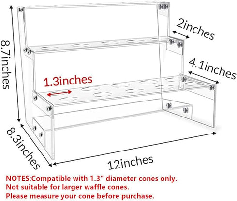 Holder,3-Tier 20 LUGUNU Acrylic Ice Cream Stand, Ice Cream Cone Holes Acrylic ice Cream Stand.Acrylic Ice Cream Cone