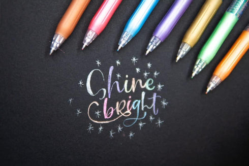 Zebra Pen Sarasa Clip Decoshine Retractable Gel Pen, Fine Point, 0.5mm, Assorted Metallic Gel Ink, 9-Pack, (49009)