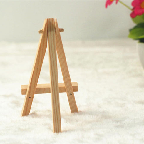 Tofficu 10pcs Wooden Art Easel Tabletop Mini Easel Stand for Home Decoration, Lock and Key Charms, Bamboo Pine