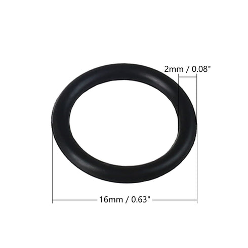 Othmro 50pcs Nitrile Rubber O-Rings, 2mm Wire Dia 16mm OD Metric Sealing Nitrile NBR Rubber Washers for Oil or Air Sealing, Professional Plumbing, Car Repair, Air or Gas Connections Black