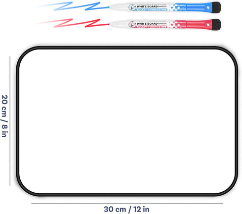 Small Portable Dry Erase White Board 12x8", Double Sided A4 Mini Marker Whiteboard for Kids Drawing Writing Student