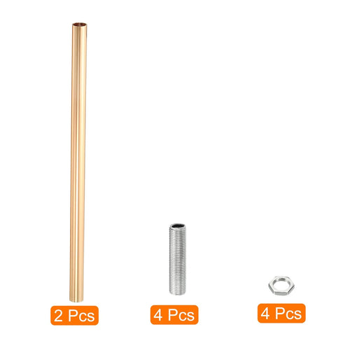 MECCANIXITY 9.8" 2 Set Threaded Extension Rod, Lamp Pipe with Connector Light Fixture for Pendant Light Island Lighting