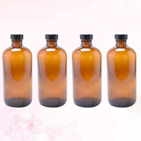 4pcs KICHOUSE Round Glass Bottles Cap Reusable Glass Bottles for Candle Jars Mouthwash Dispenser