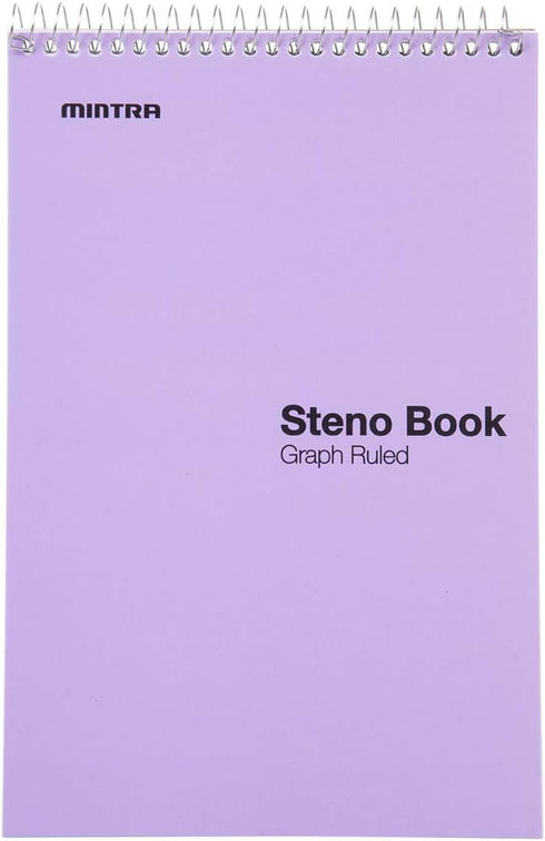 Mintra Office Steno Book, Pastel Colors, 4 Pads/Pack, Graph Ruled, 6inx9in, 70 Sheets, Notebook for Writing Notes