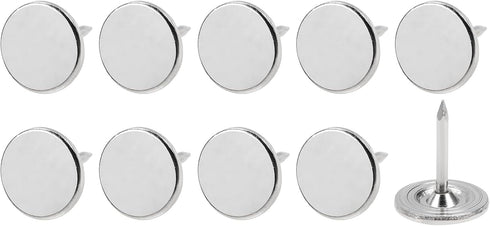 Upholstery Nail Tacks - 50Pcs Iron Flat Head Push Pins for Home Kitchen Furniture Construction, Silver Tone