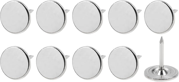 Upholstery Nail Tacks - 50Pcs Iron Flat Head Push Pins for Home Kitchen Furniture Construction, Silver Tone