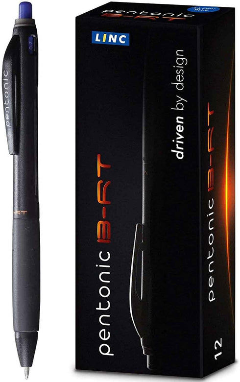 Pentonic BR-T Retractable Ballpoint Pens - 12 Count, Blue Ink, 0.7 mm Fine Point for Smooth Writing, Journaling, Office