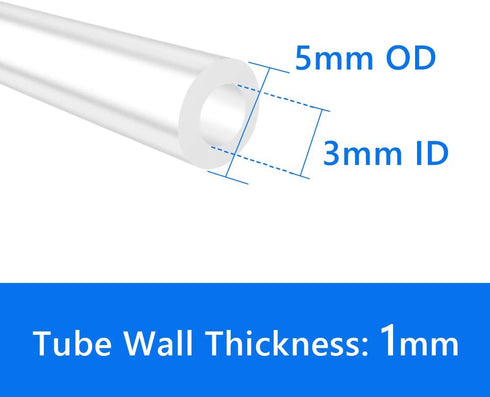 3mm 5mm (16.4 Quickun Pure Silicone Tubing, ID x OD High Temp Food Grade Tube Pure Silicone Hose Tube for Home Brewing