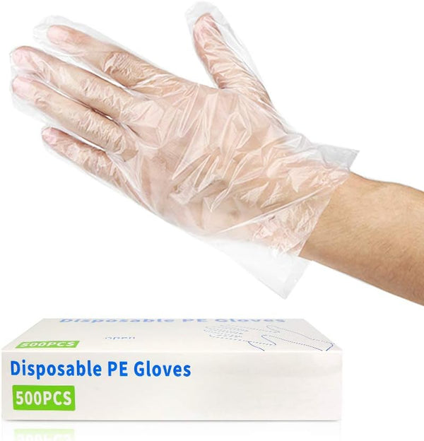 500 Count Disposable Plastic Gloves, Latex Free, Non-Sterile for Cooking, Cleaning, Food Handling