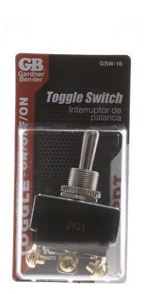 Gardner Bender GSW-16 Heavy-Duty Electrical Toggle Switch, DPDT, ON-(OFF)-ON, 20 A/125V AC, Screw Terminal