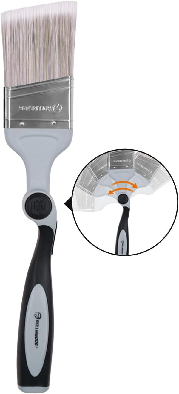 ROLLINGDOG 2.5Inch Paint Edger Brush, Angled Extension Pole Brush for High Walls Ceiling, Trimming and Cutting Painting