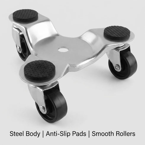 4 6" 200 lbs QWORK pcs Steel Tri-Dolly, Load Capacity, for Moving Furniture & Appliances, Swivel Caster Easy Tool