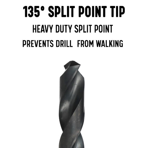 Drill America 1/4" High Speed Steel Heavy Duty Split Point Stub Drill Bit (Pack of 12), D/AST Series
