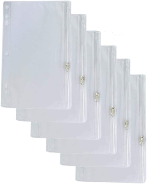 Vinyl Ring Binder Pockets - 9 ½ x 6 Inches, Fits All Standard Ring Binders, Zip Closure to Secure Belongings, 12-Pack