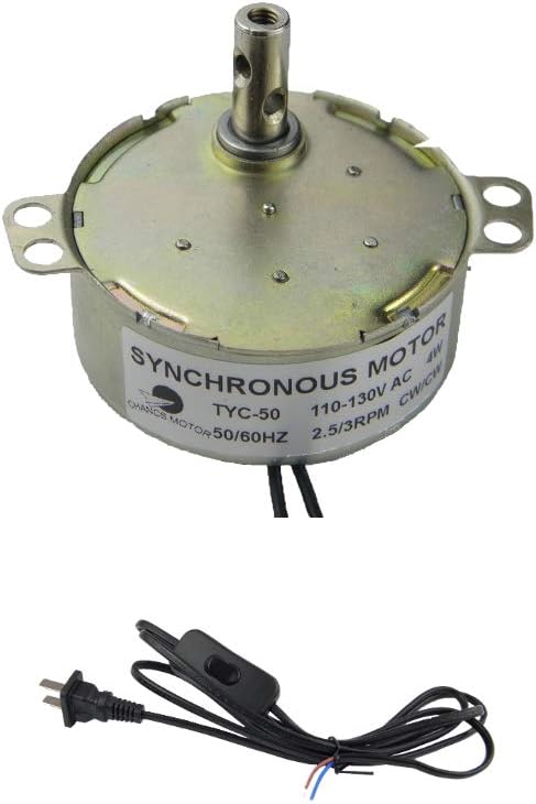 CHANCS Synchronous Turntable Motor 2.5/3RPM/MIN 50/60Hz 4W CCW/CW AC100~127V Electric Motor for Cup Turner, Cuptisserie
