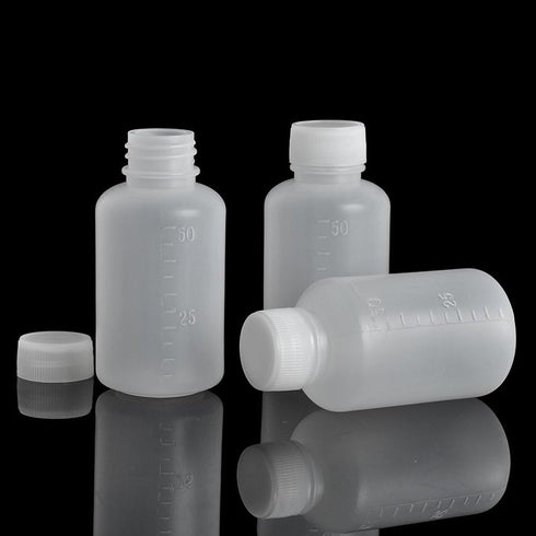 50Pcs 50ml PE Plastic Empty Small Mouth Graduated Lab Chemical Container Reagent Bottle Sample Sealing Liquid Medicine Bottles, Plastic Bottles, Sold Empty by Bezall