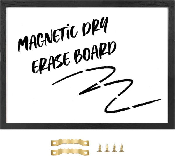 TORASO Magnetic Dry Erase White Board, Vintage Black Frame, 18"x 24", Wall Hanging for Office/School/Home Memo