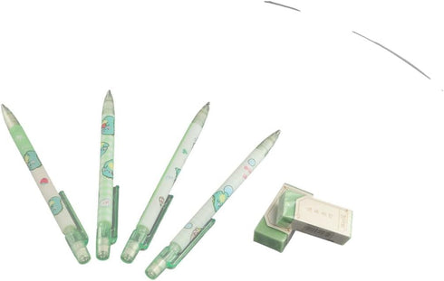 Kawaii Mechanical Pencil Set, 4 Pcs Dinosaur Mechanical Pencils with Tubes, 0.5 mm Pencil Refills and Erasers