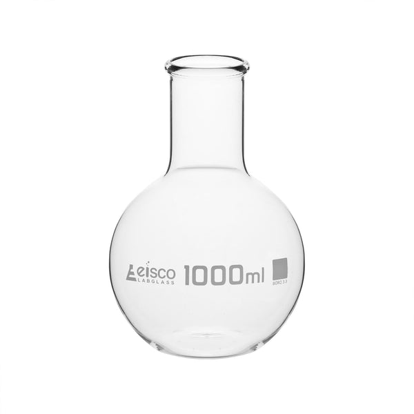 EISCO 1000ml Boiling Flask - Borosilicate Glass, Flat Bottom, Wide Neck