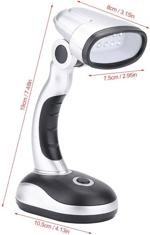 Zerodis Adjustable 12 LED Desk Lamp, Eye Care Reading Table Light, Battery Powered