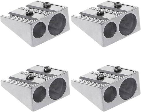 Czhotg 4Pcs Makeup Pencil Sharpen, Manual Double Hole Pencil Sharpener 2-Hole Metal Pencil