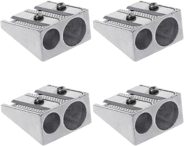 Czhotg 4Pcs Makeup Pencil Sharpen, Manual Double Hole Pencil Sharpener 2-Hole Metal Pencil