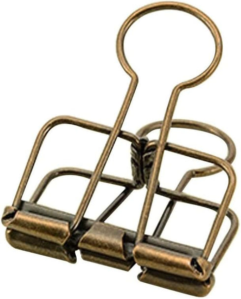 Hollow Out Paper Binder Clip - Invoice Bill Clip - Office Supplies Pack of 10 (M, Bronze)