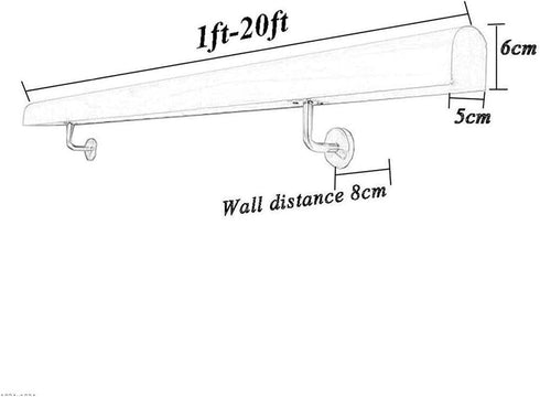 ALDEPO 30-600Cm Non-Slip,300Cm/119In Grab Bars Handrail Wooden - Complete Kit, Corridor Non-Slip Stair Railings Support