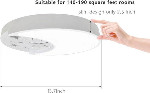 FAYOTAT 30W 3000K/4500K/6500K Nursery(15.75 Inch) Flush Mount Ceiling Light for Kids, Large Modern LED Ceiling Lights