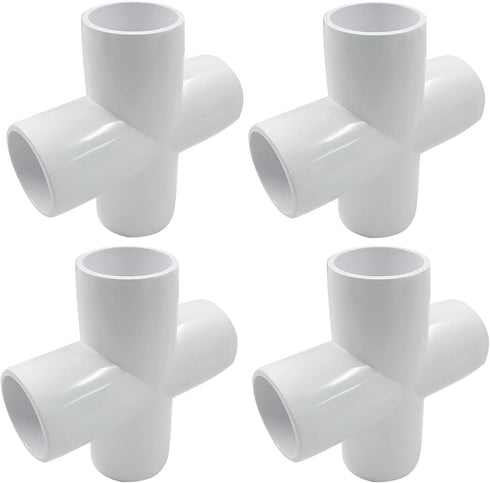 Piutouyar 4 Pcs 1" Cross Elbow PVC Pipe Fitting, 4 Way Furniture Grade