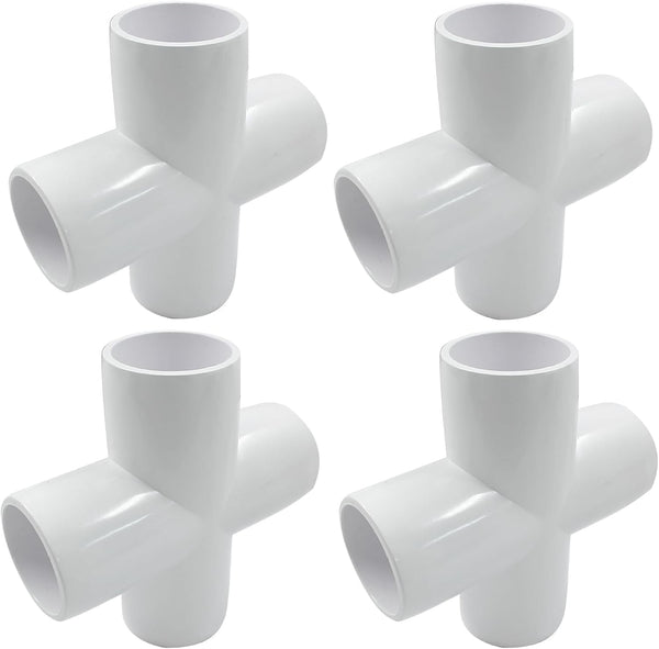 Piutouyar 4 Pcs 1" Cross Elbow PVC Pipe Fitting, 4 Way Furniture Grade