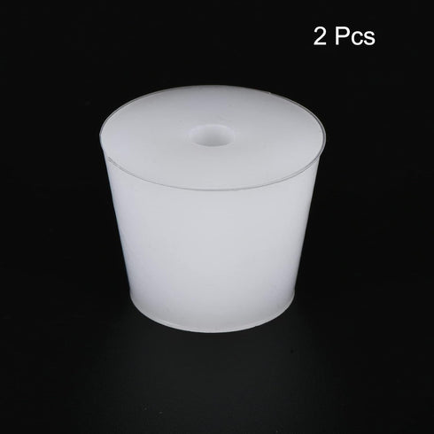 MECCANIXITY Silicone Rubber Tapered Plug, 28mm to 37mm with Hole, White for Laboratory Use, 2 Pieces