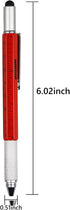 DUNBONG Metal Multi Tool Pen - 6-in-1 Stylus Pen with Screwdriver, Ballpoint Pen, Level, and Ruler in Red