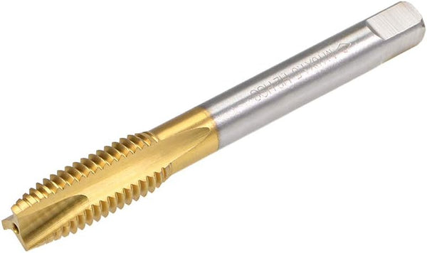 uxcell M10 x 1.5 Spiral Point Plug Threading Tap, High Speed Steel HSS 6542, Titanium Coated for Thread Repair