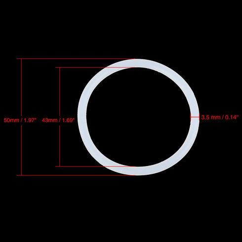 X AUTOHAUX Silicone O-Rings, 50mm OD, 43mm ID, 3.5mm Width VMQ Seal Gasket for Pipe Repair, Pack of 10