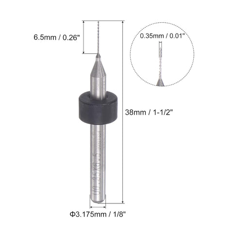 uxcell Micro PCB Drill Bit Set, 10pcs 1/8" Shank 0.35mm Solid Tungsten Carbide CNC Engraving Bits
