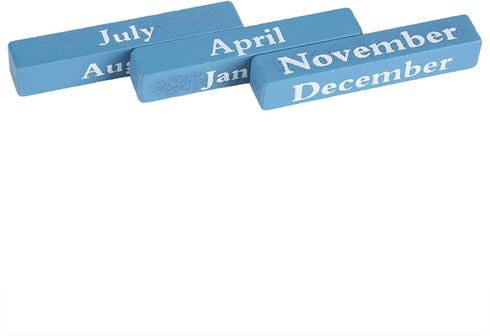 European Perpetual Wooden Calendar, Desktop Block Wood Calendar DIY Yearly Planner, 9.4 x 5.2 x 4.1cm (Blue)
